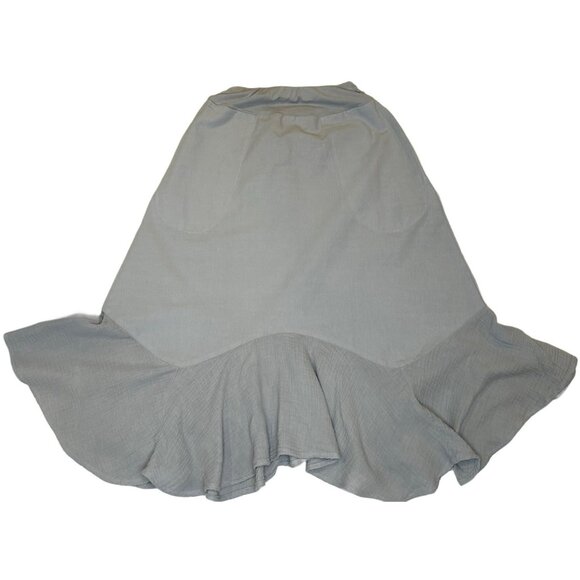Simple Laguna Women’s Linen Midi A-line Skirt Ruffled Gray Small Made In USA - Picture 2 of 7